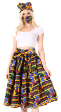 Sakkas Celine African Dutch Ankara Wax Print Full Circle Skirt#color_616-Green