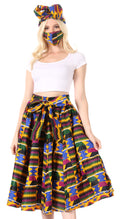 Sakkas Celine African Dutch Ankara Wax Print Full Circle Skirt#color_616-green