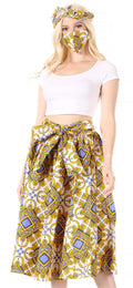 Sakkas Celine African Dutch Ankara Wax Print Full Circle Skirt#color_617-White