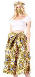 Sakkas Celine African Dutch Ankara Wax Print Full Circle Skirt#color_617-white