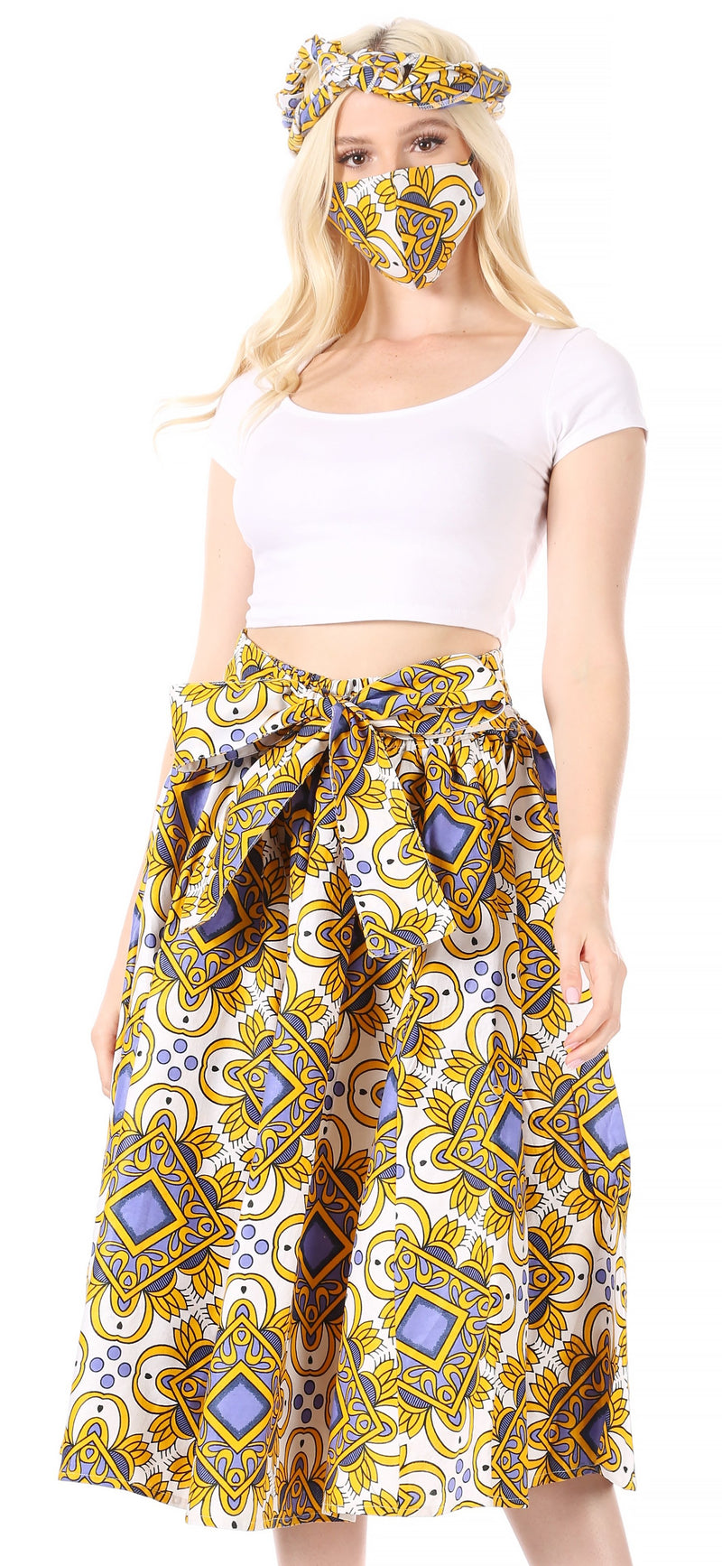 Sakkas Celine African Dutch Ankara Wax Print Full Circle Skirt