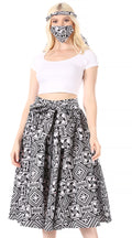Sakkas Celine African Dutch Ankara Wax Print Full Circle Skirt#color_619-blackwht