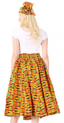 Sakkas Celine African Dutch Ankara Wax Print Full Circle Skirt