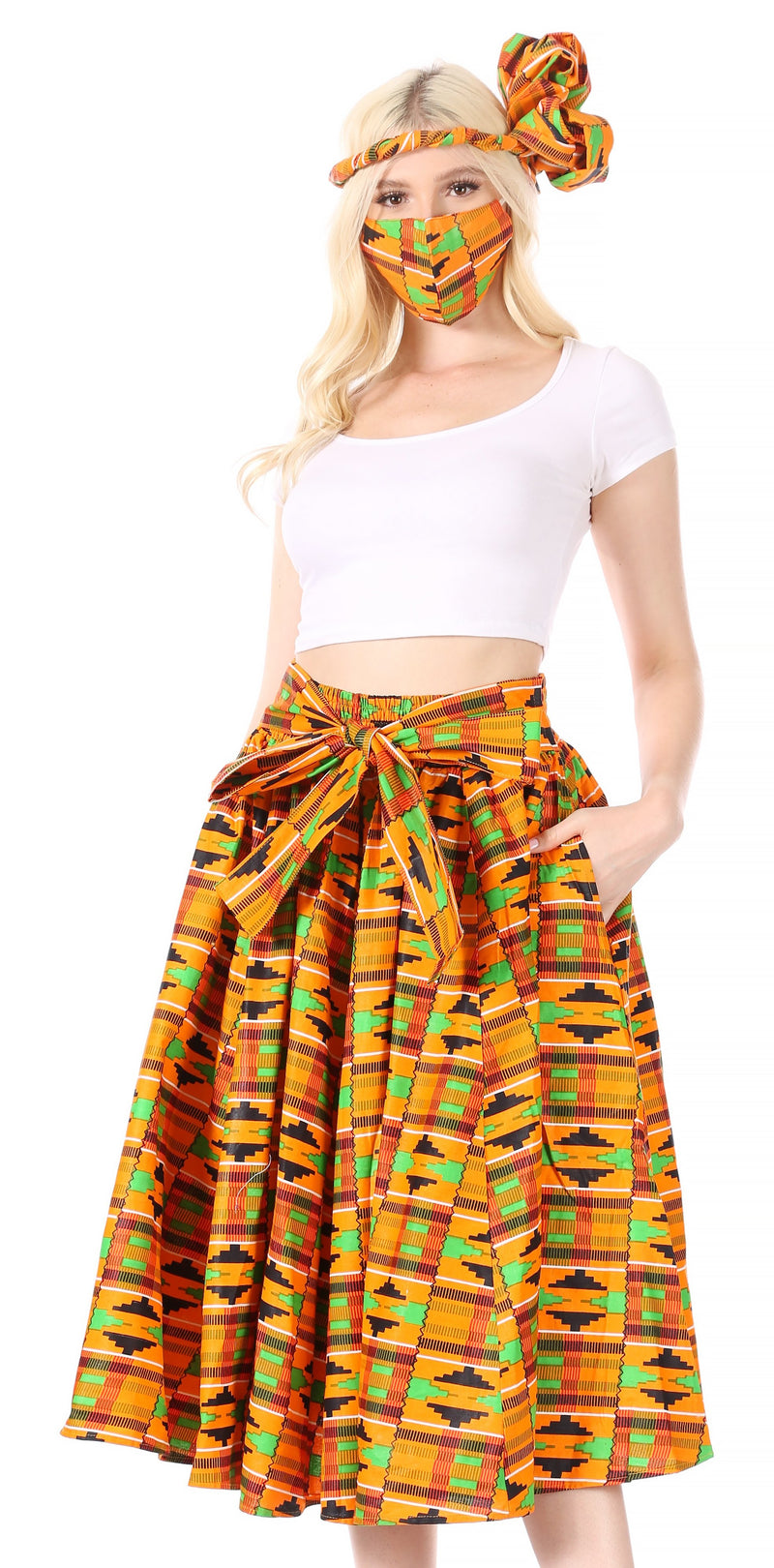 Sakkas Celine African Dutch Ankara Wax Print Full Circle Skirt