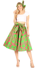 Sakkas Celine African Dutch Ankara Wax Print Full Circle Skirt