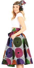 Sakkas Celine African Dutch Ankara Wax Print Full Circle Skirt