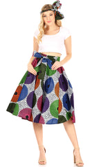 Sakkas Celine African Dutch Ankara Wax Print Full Circle Skirt