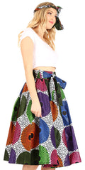 Sakkas Celine African Dutch Ankara Wax Print Full Circle Skirt#color_67-Multi