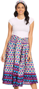 Sakkas Celine African Dutch Ankara Wax Print Full Circle Skirt