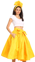 Sakkas Celine African Dutch Ankara Wax Print Full Circle Skirt#color_Yellow