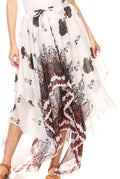 Sakkas Aina Cascading Handkerchief Dance Maxi Skirt with Adjustable Elastic Waist#color_Multi-ornate 