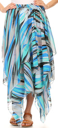 Sakkas Aina Cascading Handkerchief Dance Maxi Skirt with Adjustable Elastic Waist#color_Multi-stripes 