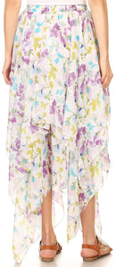 Sakkas Aina Cascading Handkerchief Dance Maxi Skirt with Adjustable Elastic Waist