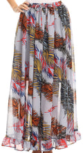 Sakkas Blasia Maxi Folk Peasant Dance Flowy Light Long Skirt Gorgeous#color_Feather/Grey