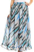 Sakkas Blasia Maxi Folk Peasant Dance Flowy Light Long Skirt Gorgeous#color_Stripes/Multi