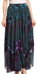 Sakkas Ester Womens Simple  Boho Maxi Full circle Tie-dye Skirt with Elastic Waist#color_Grey
