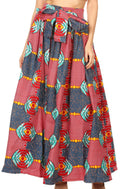 Sakkas Havana Women's Maxi Long  African Print Skirt Puffy with Pockets#color_104-Red/Multi
