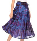 Sakkas Antonia Women's Skirt Tie Dye Boho Elastic Waist Adjustable Embroidery