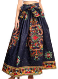 Sakkas Ami Women's Maxi Long African Ankara Print Skirt Pockets & Elastic Waist#color_123-navyMulti
