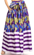 Sakkas Ami Women's Maxi Long African Ankara Print Skirt Pockets & Elastic Waist#color_128-RoyalYellow