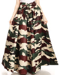 Sakkas Ami Women's Maxi Long African Ankara Print Skirt Pockets & Elastic Waist#color_135-Camo