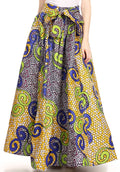 Sakkas Ami Women's Maxi Long African Ankara Print Skirt Pockets & Elastic Waist#color_137-YellowMulti