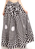 Sakkas Ami Women's Maxi Long African Ankara Print Skirt Pockets & Elastic Waist#color_138-WhiteMulti