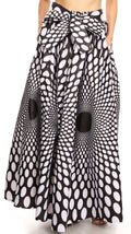 Sakkas Ami Women's Maxi Long African Ankara Print Skirt Pockets & Elastic Waist#color_139-BlackMulti