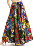 Sakkas Ami Women's Maxi Long African Ankara Print Skirt Pockets & Elastic Waist#color_144-Multi