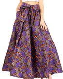 Sakkas Ami Women's Maxi Long African Ankara Print Skirt Pockets & Elastic Waist