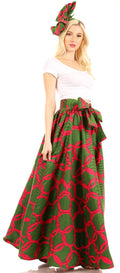Sakkas Ami Women's Maxi Long African Ankara Print Skirt Pockets & Elastic Waist#color_155-Multi