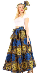 Sakkas Ami Women's Maxi Long African Ankara Print Skirt Pockets & Elastic Waist#color_156-Multi