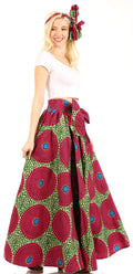 Sakkas Ami Women's Maxi Long African Ankara Print Skirt Pockets & Elastic Waist#color_157-Multi