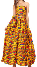 Sakkas Ami Women's Maxi Long African Ankara Print Skirt Pockets & Elastic Waist#color_163-Multi