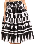 Sakkas Ama Women's Vintage Circle African Ankara Print Midi Skirt with Pockets#color_113-BlackWhite