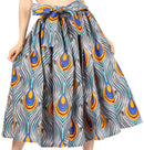 Sakkas Ama Women's Vintage Circle African Ankara Print Midi Skirt with Pockets
