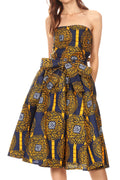 Sakkas Ama Women's Vintage Circle African Ankara Print Midi Skirt with Pockets#color_160-Multi