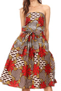 Sakkas Ama Women's Vintage Circle African Ankara Print Midi Skirt with Pockets#color_161-Multi