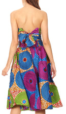 Sakkas Ama Women's Vintage Circle African Ankara Print Midi Skirt with Pockets