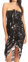 Sakkas Lygia Women's Summer Floral Print Sarong Swimsuit Cover up Beach Wrap Skirt#color_191SAR-Black