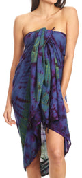 Sakkas Lygia Women's Summer Floral Print Sarong Swimsuit Cover up Beach Wrap Skirt#color_191SAR-Blue