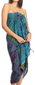 Sakkas Lygia Women's Summer Floral Print Sarong Swimsuit Cover up Beach Wrap Skirt#color_191SAR-Green