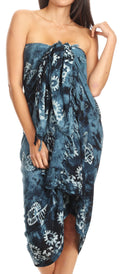 Sakkas Lygia Women's Summer Floral Print Sarong Swimsuit Cover up Beach Wrap Skirt#color_192SAR-Navy
