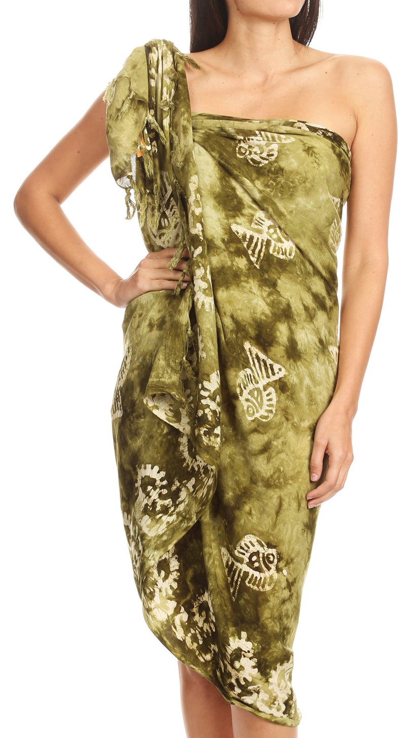 Sakkas Lygia Women's Summer Floral Print Sarong Swimsuit Cover up Beach Wrap Skirt