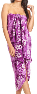 Sakkas Lygia Women's Summer Floral Print Sarong Swimsuit Cover up Beach Wrap Skirt#color_192SAR-Purple