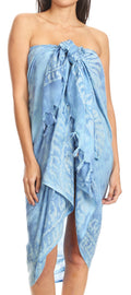 Sakkas Lygia Women's Summer Floral Print Sarong Swimsuit Cover up Beach Wrap Skirt#color_193SAR-Blue