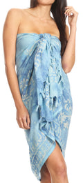 Sakkas Lygia Women's Summer Floral Print Sarong Swimsuit Cover up Beach Wrap Skirt#color_Blue