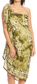 Sakkas Lygia Women's Summer Floral Print Sarong Swimsuit Cover up Beach Wrap Skirt