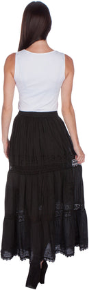 Sakkas Solid Embroidered Gypsy Bohemian Mid Length Cotton Skirt