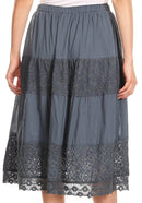 Sakkas Celeste Boho Lace Skirt with Elastic Waistband